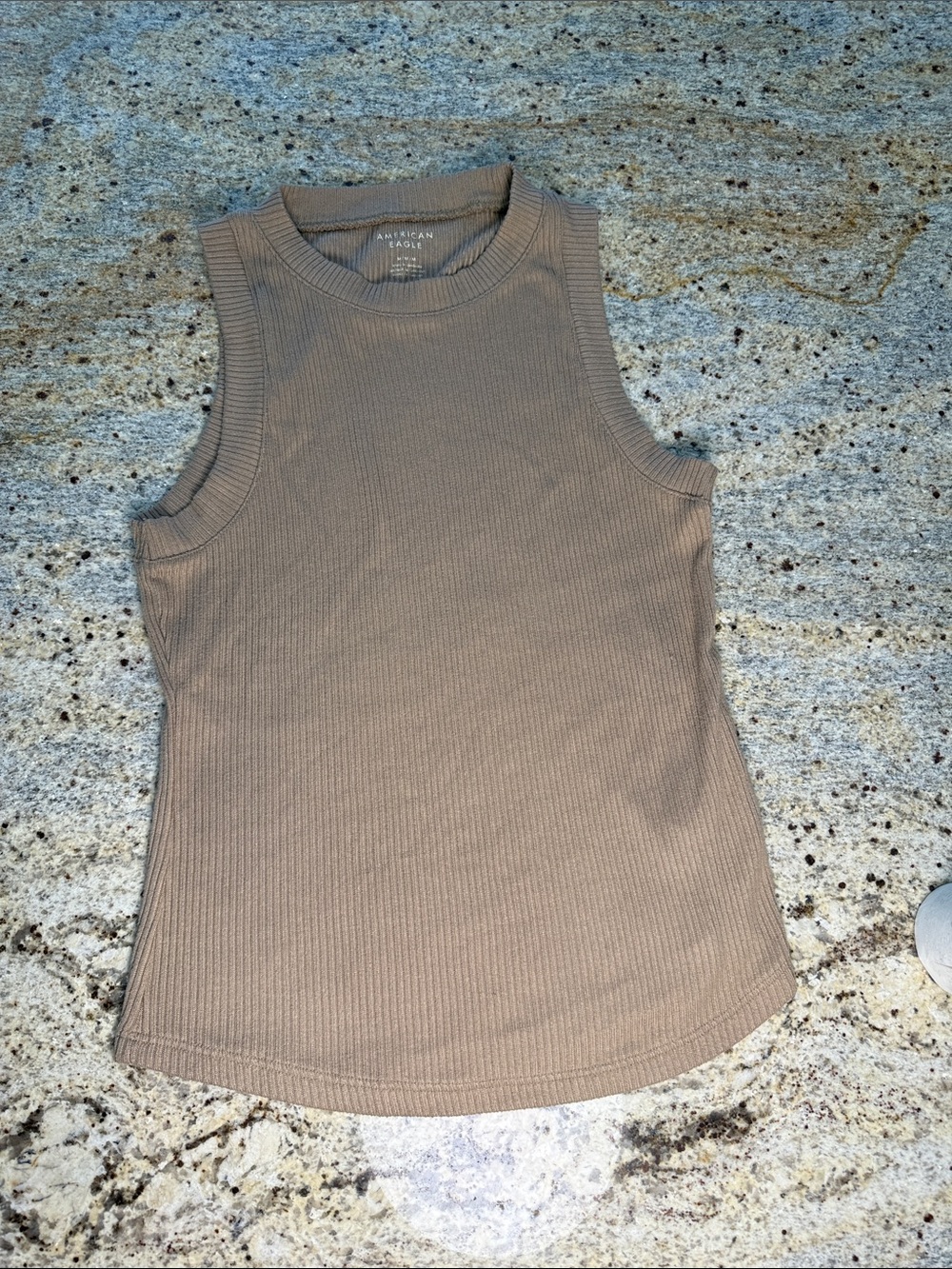 American Eagle Outfitters Ribbed Sleeveless Tank - Taupe